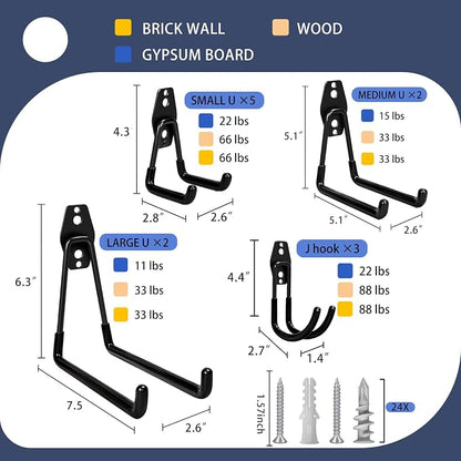 Garage Hooks Heavy Duty, 12 Pack Anti-Slip Coating Garage Wall Storage Hooks - Image 2