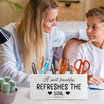 a Sweet Friendship Refreshes the Soul Christian Pen Pencil Holder Organizer - Image 3