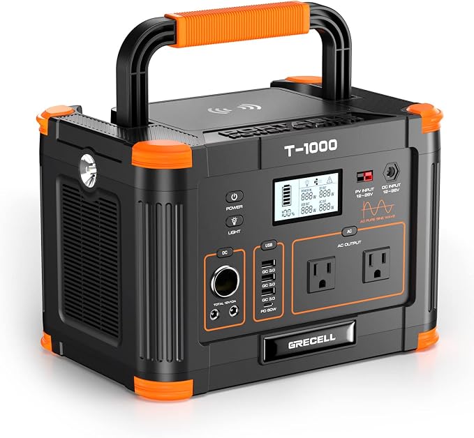 Portable Power Station 1000W, GRECELL 999Wh Solar Powered Generator by GRECELLPOWERSTATION