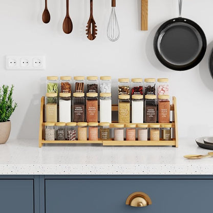 NiHome Cabinet & Countertop Expandable 3-Tier Bamboo Spice Rack - Image 2