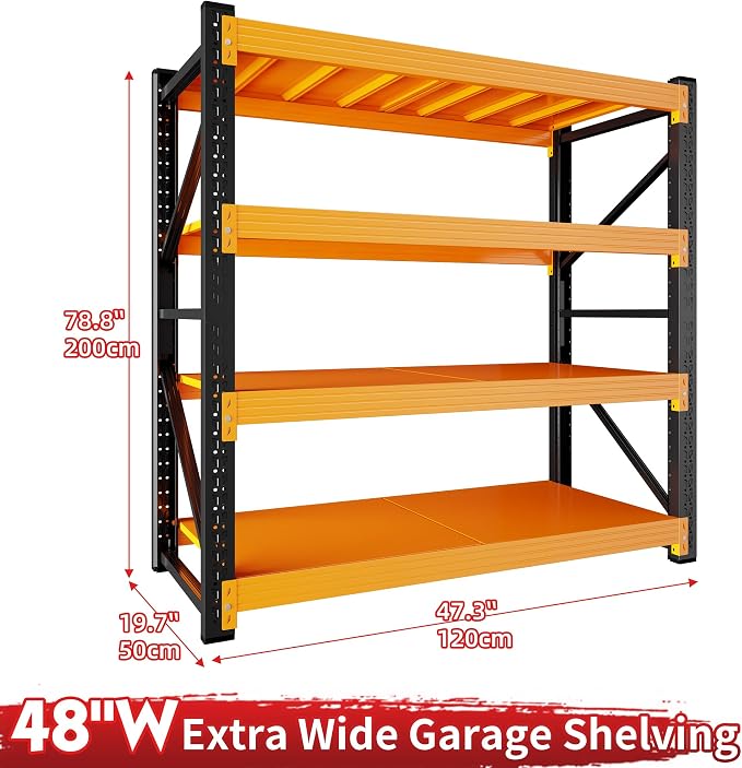 4000LBS Garage Shelving 48" W Garage Shelving Heavy Duty 4-Tier Metal Storage - Image 3
