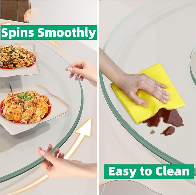 Lazy Susan 30.7 inch Glass Turntable Dining Table Large Round Serving Plate - Image 5