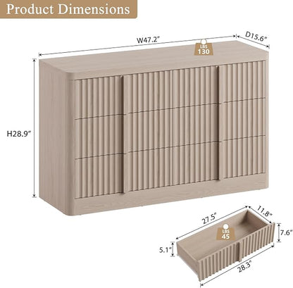 Fluted Dresser for Bedroom, Modern 6 Drawer Dresser - Image 2