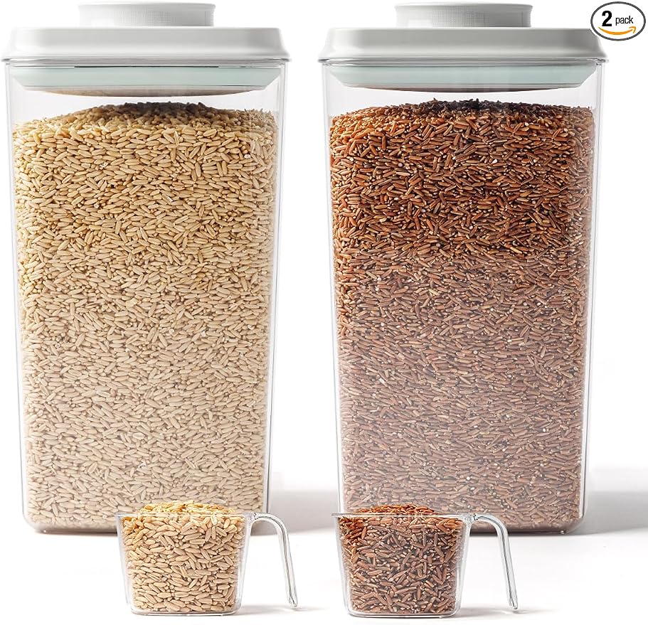 Cereal Containers Storage, 2 Pack Rice Holder, 4.22 Qt by Tourdeus