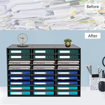 27 Compartments Literature Organizer, Desktop File Sorter Mail Center Paper - Image 4