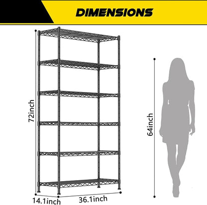 GIOTORENT 6-Wire Garage Shelving Storage Shelves, Metal Shelf Organizer 2100Lbs - Image 2