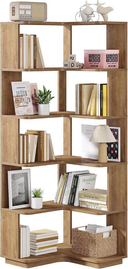 Tribesigns 6 Tier Corner Bookshelf, 64.9 Inches Tall L Shaped Bookcase - Image 9