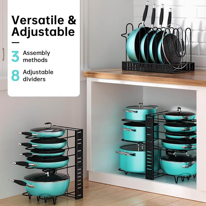 MUDEELA Pots and Pans Organizer Rack under Cabinet 16.61 Height, 8 Tiers - Image 5