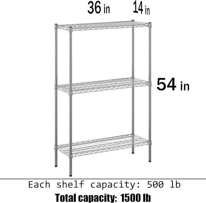 14" Deep x 36" Wide x 54" Height Wire Shelving Kit | 3-Tier | NSF Commercial - Image 3