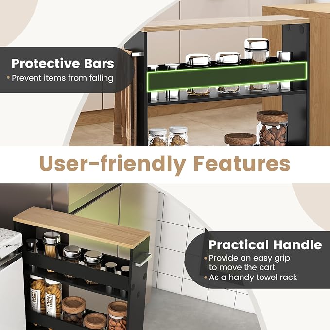 Slim Storage Cart, 4 Tier Rolling Storage Cabinet - Image 8