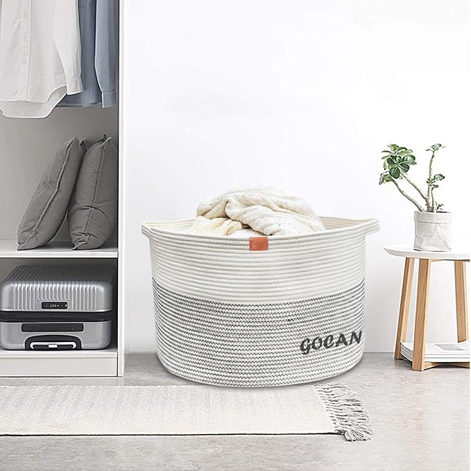 Extra Large Laundry Basket 22" X 22"X 14" XXXL Cotton Rope Woven Basket - Image 9