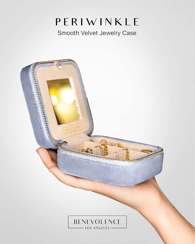 Benevolence LA Plush Velvet Jewelry Box | Travel Jewelry Case Organizer - Image 2