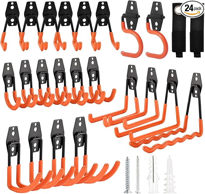 24 Pack Garage Hooks Steel Heavy Duty Garage Storage Hooks Utility Steel Wall by Rlipily