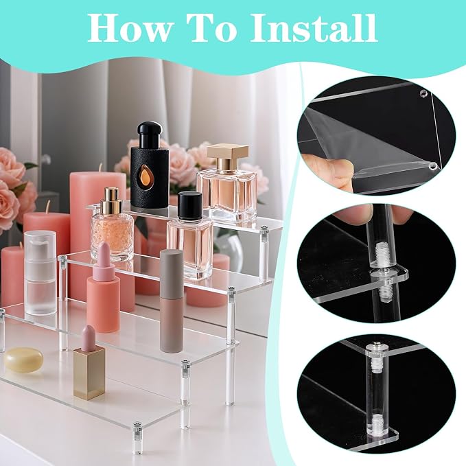 2 Pack 4 Tier Acrylic Display Risers, and Collectibles - Image 3