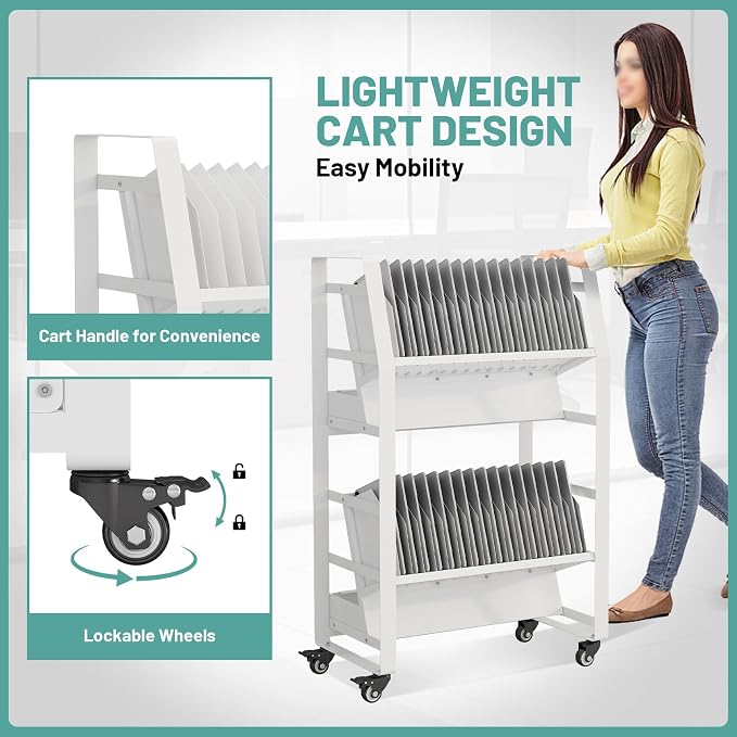 32-Device Mobile Charging Storage Cart, Lockable Charging Station - Image 5