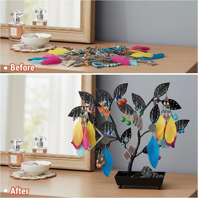 MyGift Jewelry Tree w/Bird Nest 48 pair Earrings Holder, Bracelets/Necklace - Image 3