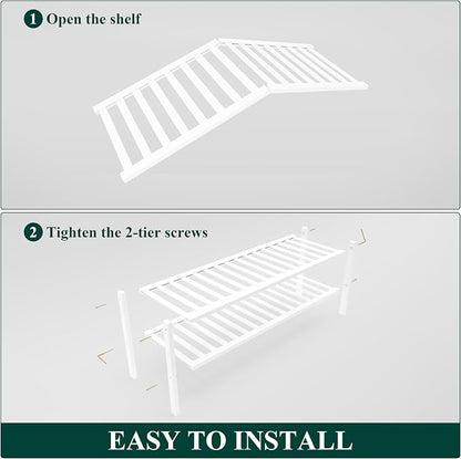 Smiry Bamboo Shoe Rack for Closet, 2 Tier Long Wooden Stackable Shoe Organizer - Image 6