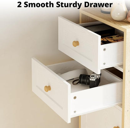IRONCK Corner Bookshelf and Bookcase, Oak and White - Image 5