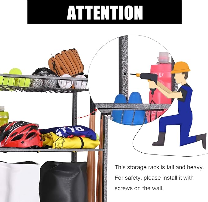 Mythinglogic Garage Sports Equipment Storage, 2 Golf Bag Storage Stand and - Image 5
