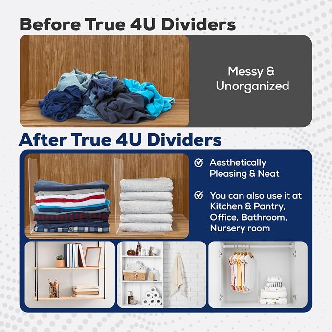 True 4U 6 Pack Acrylic Shelf Dividers - Image 3