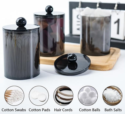 2 Pack Qtip Holder, Canister Apothecary Jar Set, Bathroom Jars - Image 4