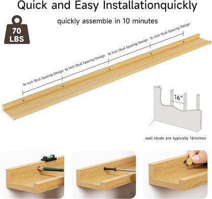 Floating Picture Ledge Shelves for Wall Set of 2, 84 Inches Picture Ledge Shelf - Image 5