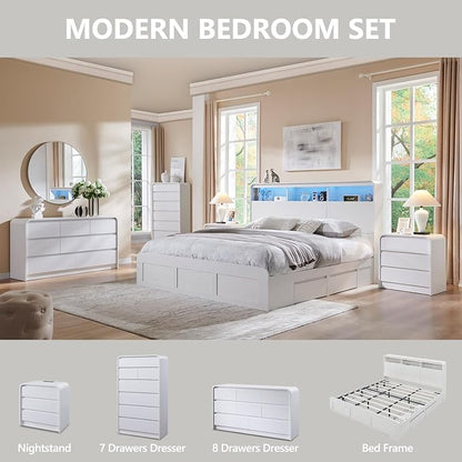 25" Tall Modern Nightstand Set of 2, 23.6" Wide Wood Bedside Table - Image 7