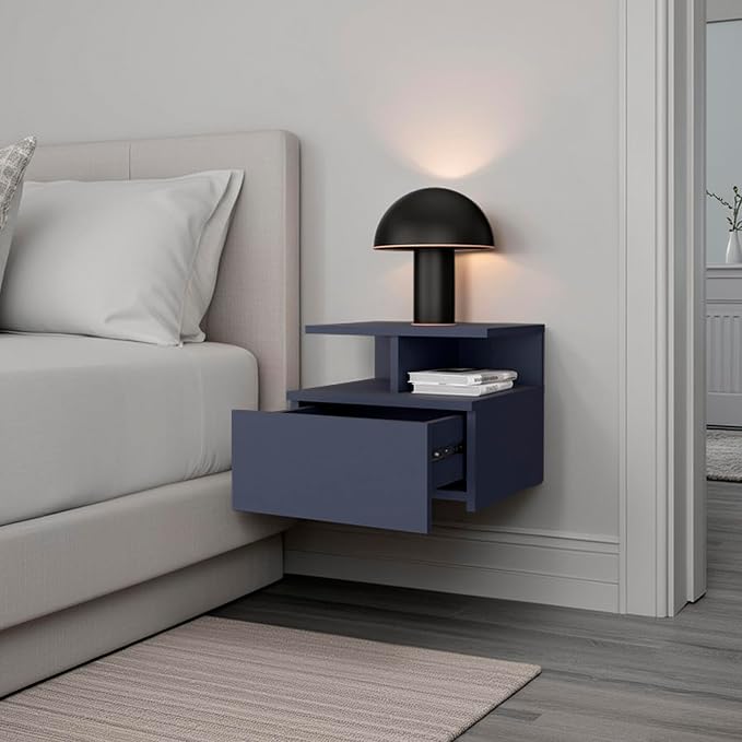 Floating Nightstand, 1 Drawer, Open Shelf, Wall Mounted Design - Image 3