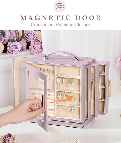 Homde Christmas Gifts Jewelry Box 360° Rotating, Necklace Earring Organizer - Image 7