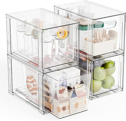 Yieach 4 Pack Large Stackable Storage Drawers, 11″Deep Under Cabinet Organizer by Yieach