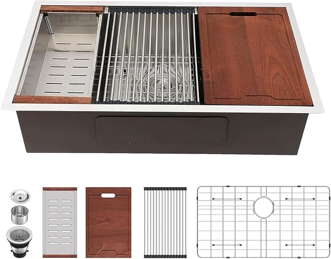 Lordear 32 Undermount Kitchen Sink 32x19 Inch Stainless Steel Kitchen Sinks by LORDEAR