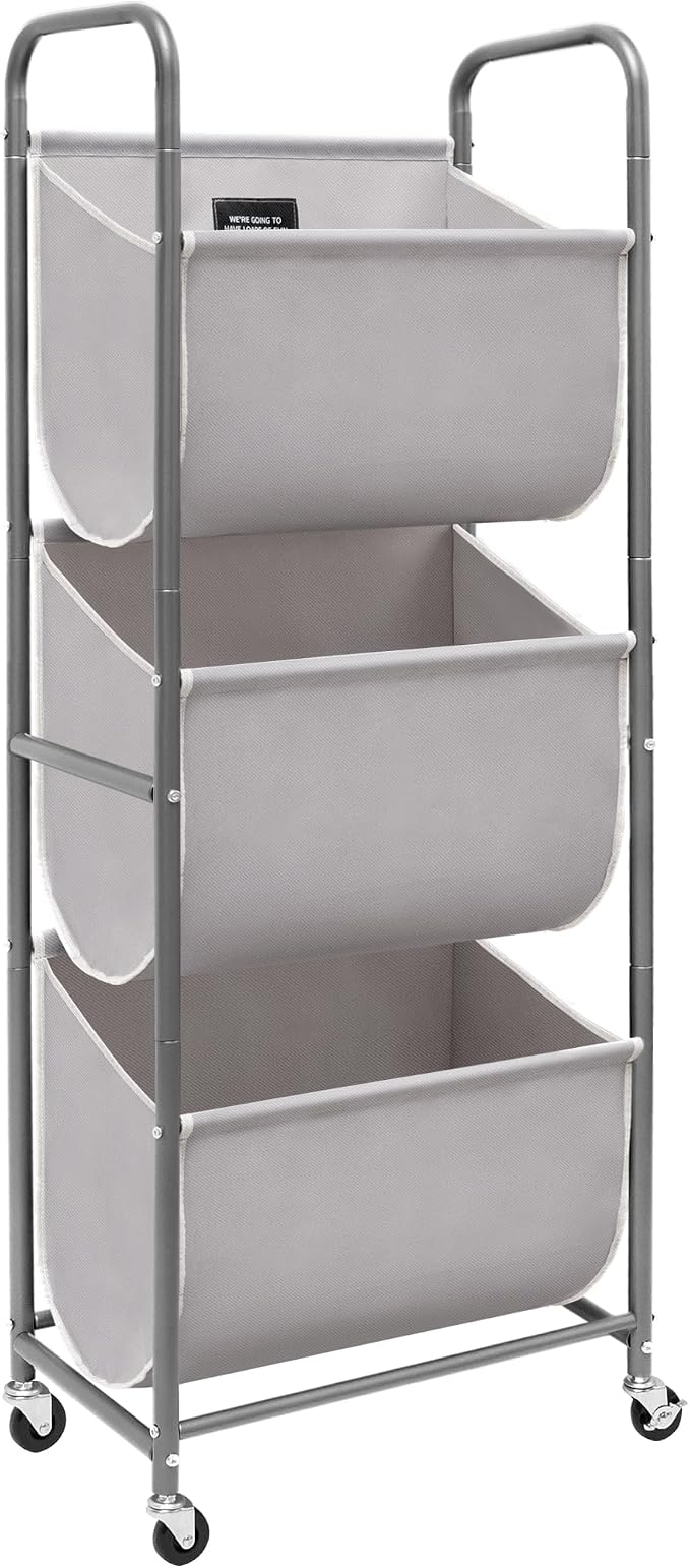 STORAGE MANIAC 120 Liters Vertical Rolling Laundry Hamper, 3 Section Laundry by STORAGEMANIAC