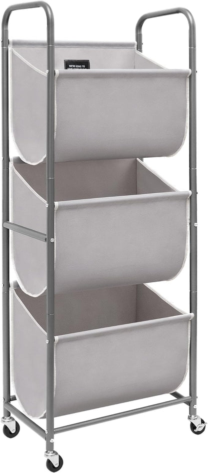 STORAGE MANIAC 120 Liters Vertical Rolling Laundry Hamper, 3 Section Laundry by STORAGEMANIAC
