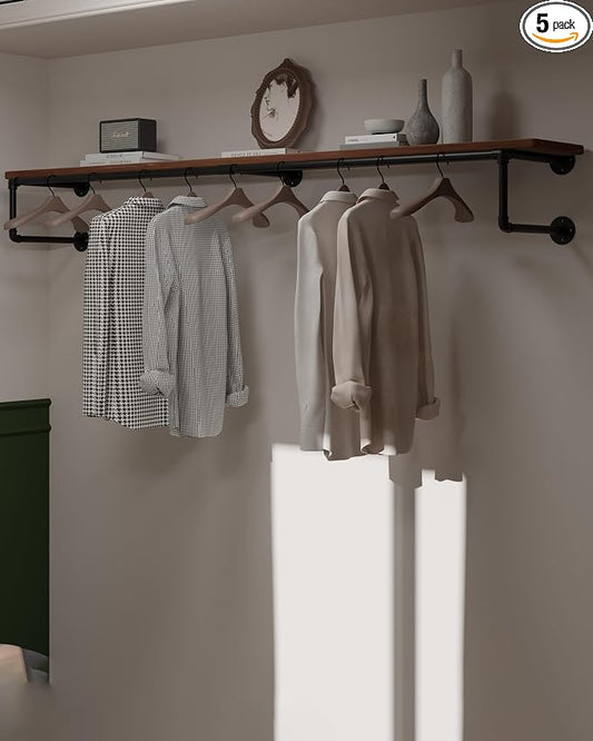 Clothes Rack 70in, Wall Mounted Garment Racks by INDUSTRIALSHELVESDESIGN