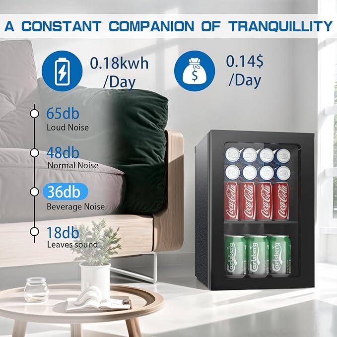 Compact Freestanding Beverage Refrigerator, 25 Can/0.95 Cubic Feet Mini Fridge - Image 3