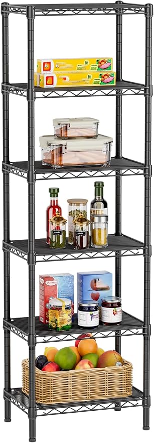 6 Tier Shelf Adjustable Storage Mesh Gaps Metal Utility Shelves Wire Shelving by Golpart