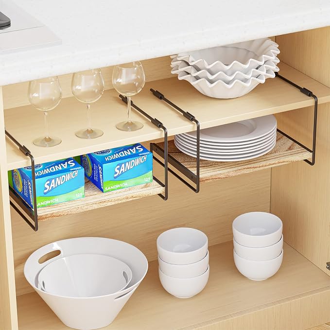 SpaceAid Cabinet Shelf Organizers 2 Pack, Kitchen Counter Organizer Rack Under - Image 5