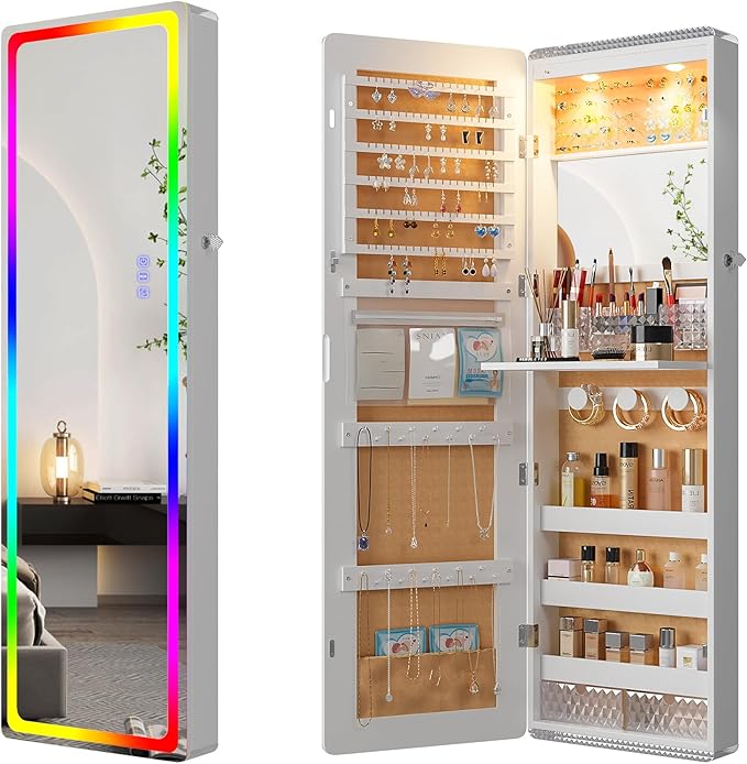 HNEBC LED Mirror Jewelry Cabinet - Image 4