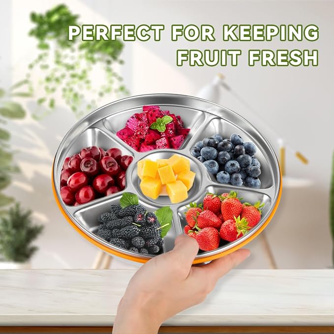 6-Compartment Stainless Steel Serving Tray - Image 2