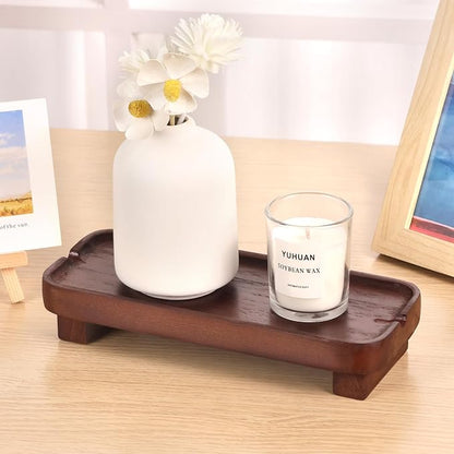 Wood Riser Small Decorative Tray Sink Soap Dish, Vanity Tray Pedestal Stand 8.7 - Image 4