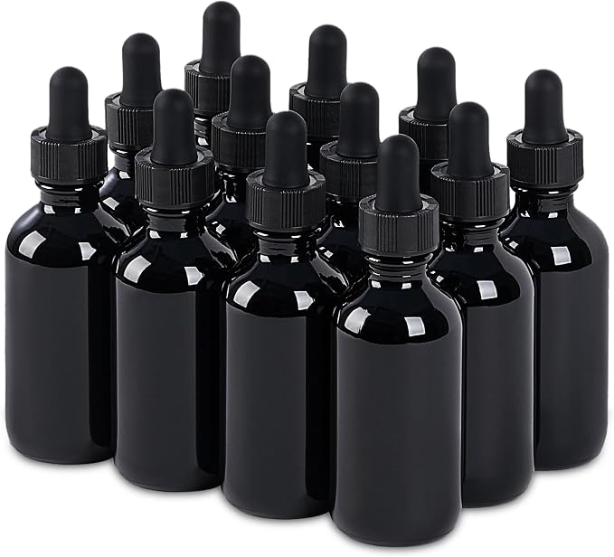 12 Pcs, 2oz Glass Dropper Bottle, Leakproof Tincture Bottles by SprayDroplet