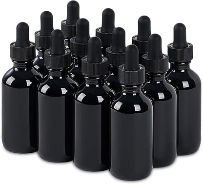 12 Pcs, 2oz Glass Dropper Bottle, Leakproof Tincture Bottles by SprayDroplet