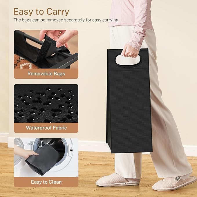 Laundry Sorter 3 Section, 120 L Laundry Hamper - Image 6