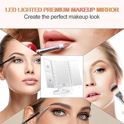 Tri-fold Lighted Vanity Makeup Mirror - Image 5