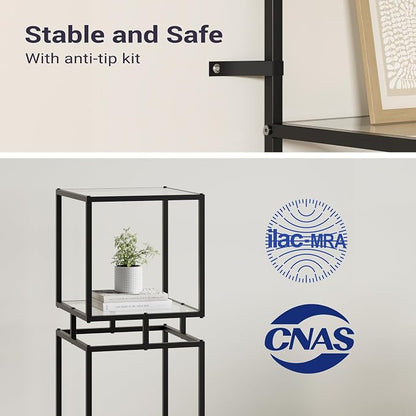 4 Cube Glass Shelf, 4-Tier Bookshelf, Display Shelf Rack, Metal Storage Rack - Image 7