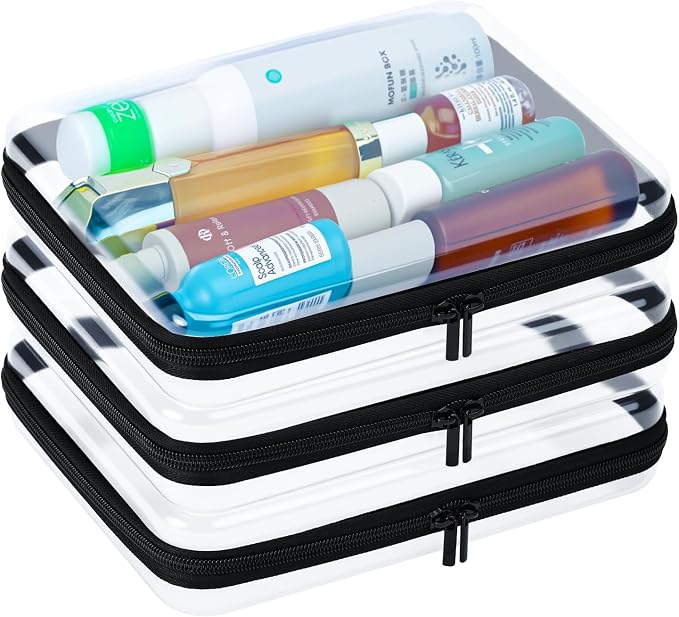 3Pcs Clear Hard Shell Zipper Case, BIiss Plastic Bins by MihkiomUSA