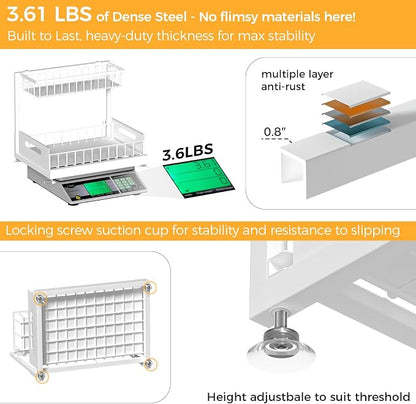 Under Sink Organizer Storage 2-Tier Premium Metal Pull-Out Racks, Height - Image 5