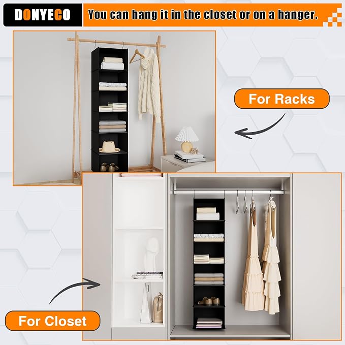 Hanging Closet Organizer and Storage 6-Shelf, Easy Mount Foldable Hanging - Image 8