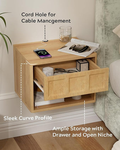 Floating Nightstand Set of 2, Wall Mounted Bedside Table - Image 4