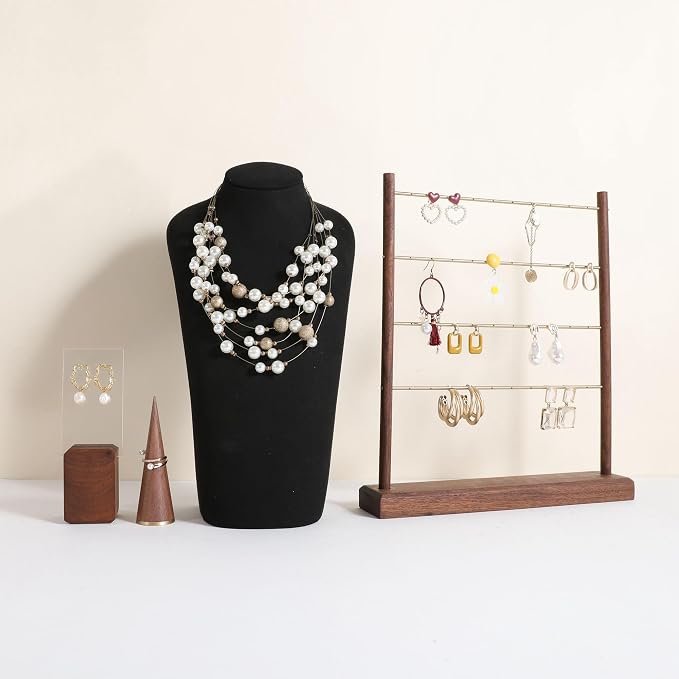 GemeShou Black necklace hanger jewelry organizer, Velvet jewelry stand necklace - Image 9